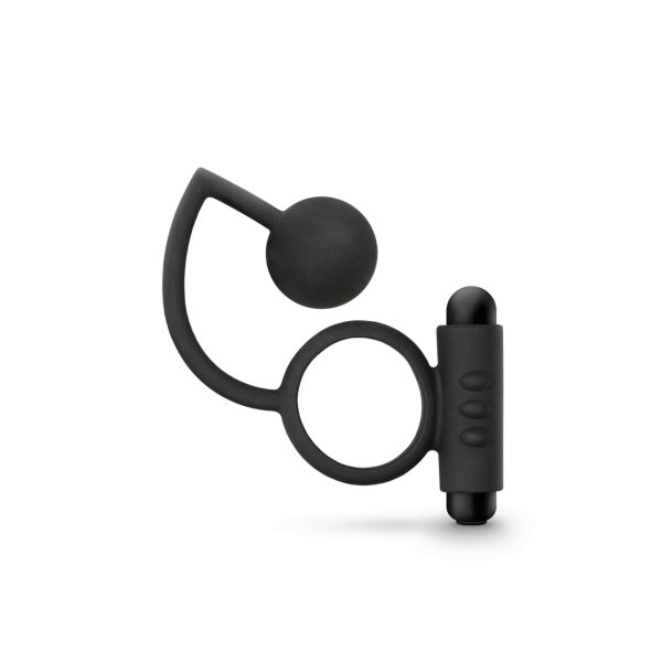 Anal Adventures Platinum Silicone Anal Ball W- C Ring Black - Image 4