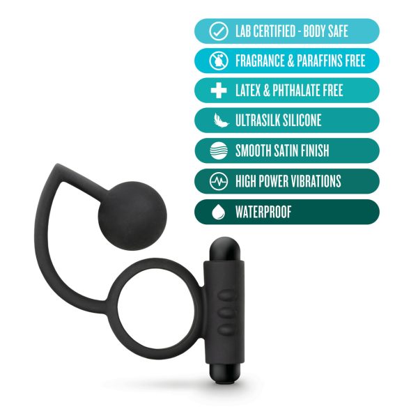 Anal Adventures Platinum Silicone Anal Ball W- C Ring Black - Image 2