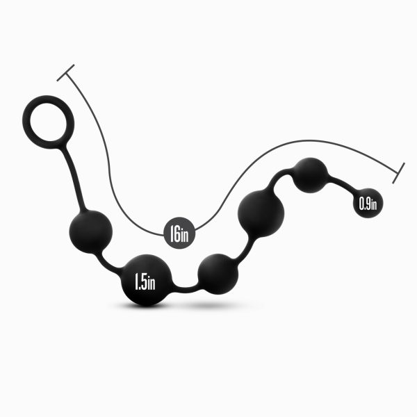Anal Adventures Platinum Black Silicone Large Anal Beads - Image 2