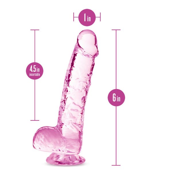Naturally Yours 6in Rose Crystalline Dildo - Image 6