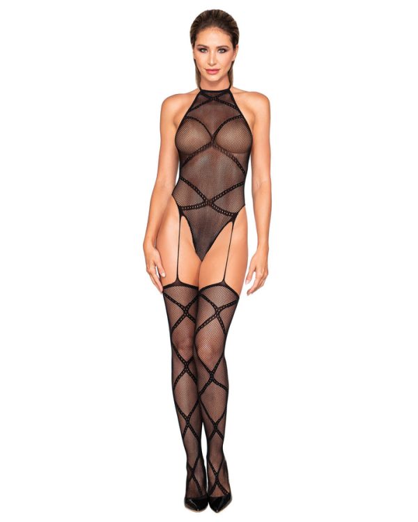Fishnet Garter Teddy Bodystocking Black O-s - Image 4