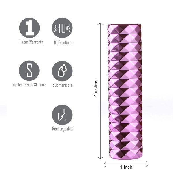 Roxie Maia Crystal Gem Lipstick Vibrator Pink - Image 3