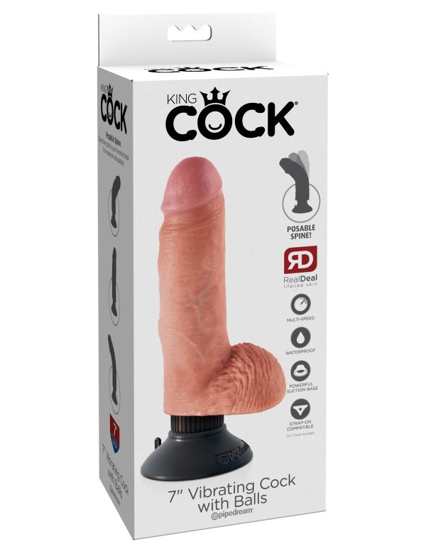 King Cock 7 In Cock W-balls Flesh Vibrating - Image 2