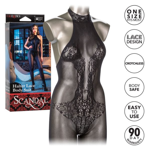 Scandal Strappy Halter Lace Body Suit - Image 4