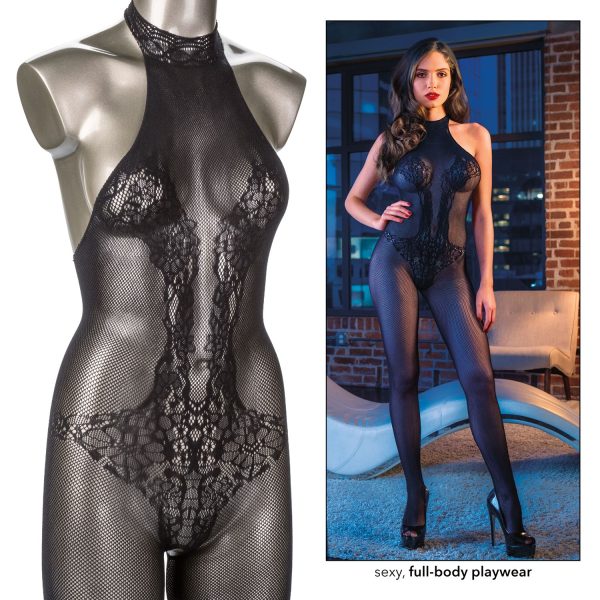 Scandal Strappy Halter Lace Body Suit - Image 2