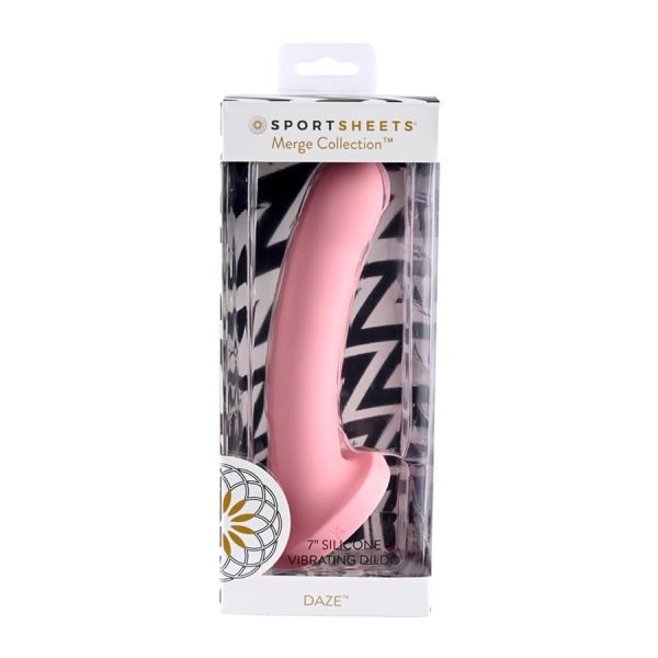 Daze 7in Vibrating Silicone Dildo Pink - Image 2