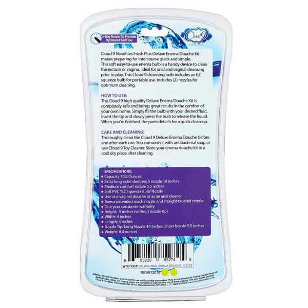 Cloud 9 Fresh + Deluxe Anal Enema Douche Kit 10.8 Oz Ez Squeeze Bulb W- Soft Nozzle - Image 3