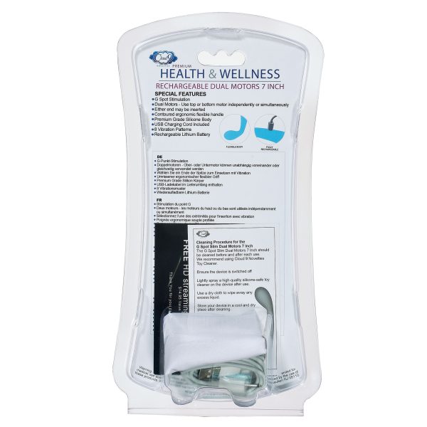 Cloud 9 Health & Wellness Rechargeable G-spot Slim 7in Dual Motors Aqua Blue - Image 5