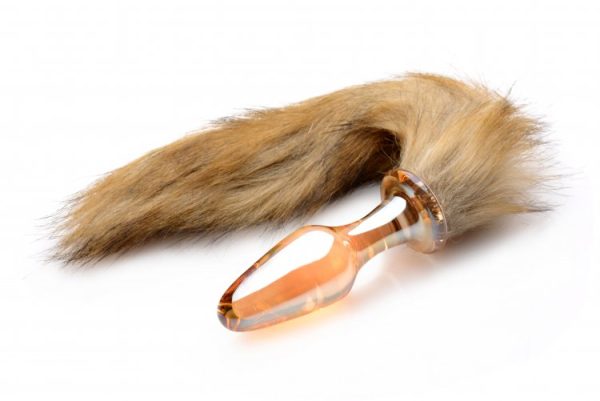 Frisky Orange Glass Butt Plug W-fox Tail