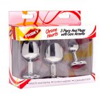 Frisky Chrome Hearts 3 Piece Anal Plugs W-gem Accents
