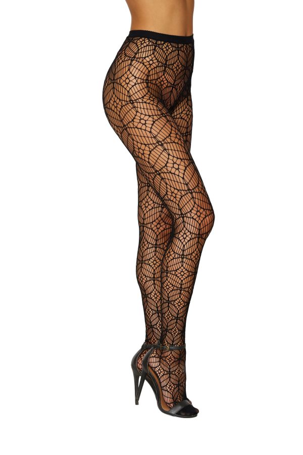 Geometric Design Pantyhose Black O-s