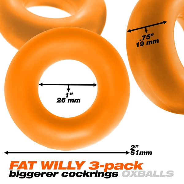 Fat Willy 3-Pack Jumbo Cockring - Orange - Image 2